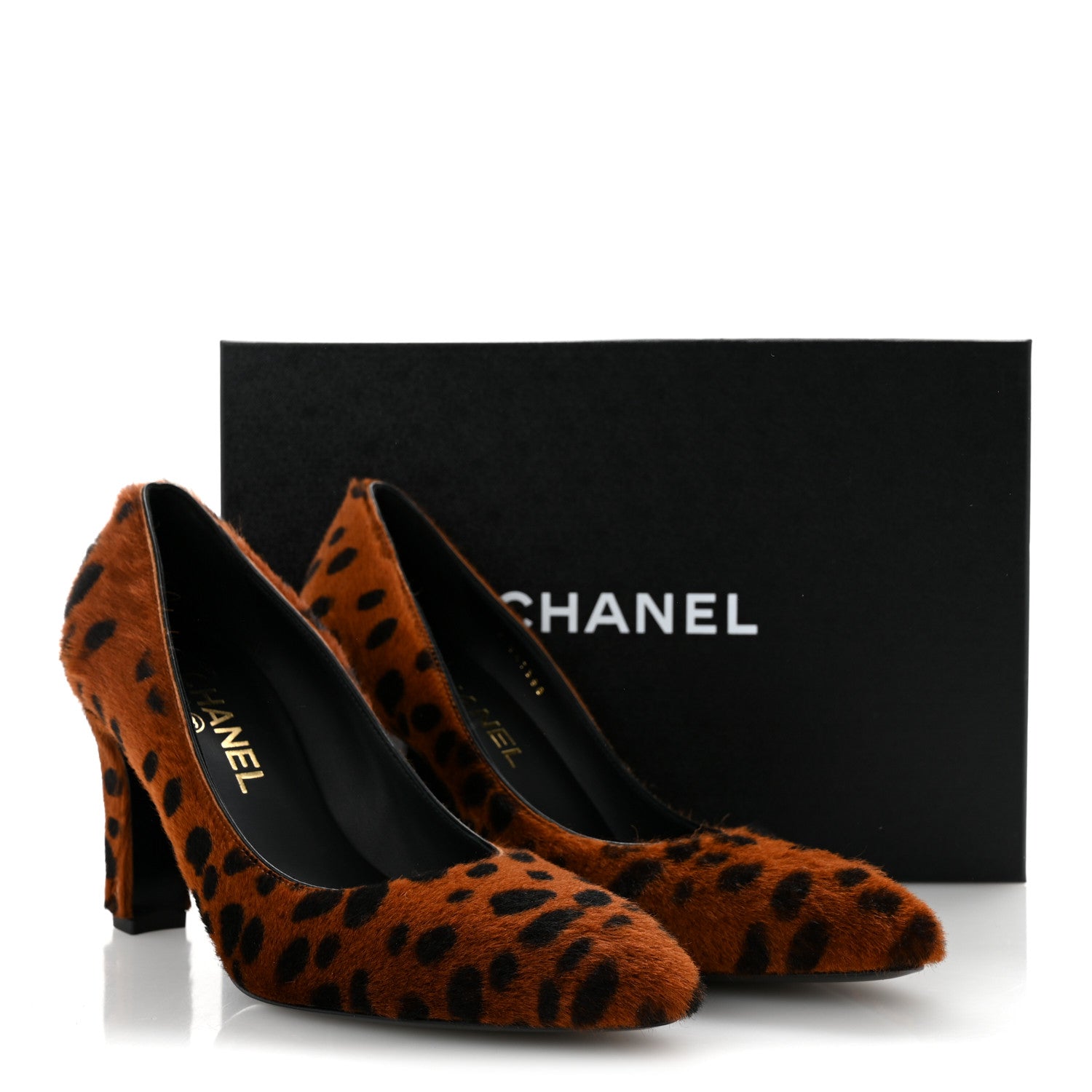 Chanel Pony Hair Lambskin Pumps 38 Brown Black 10 of 10
