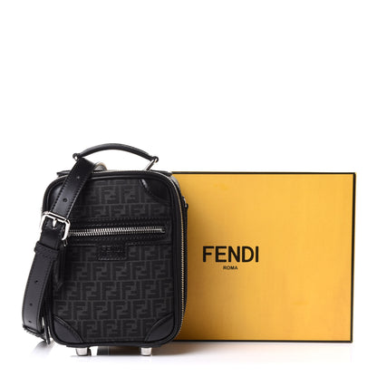 Fendi Recycled Fabric Jacquard Vitello Astro Micro FF Mini Trolley Bag Asfalto Black 11 of 11