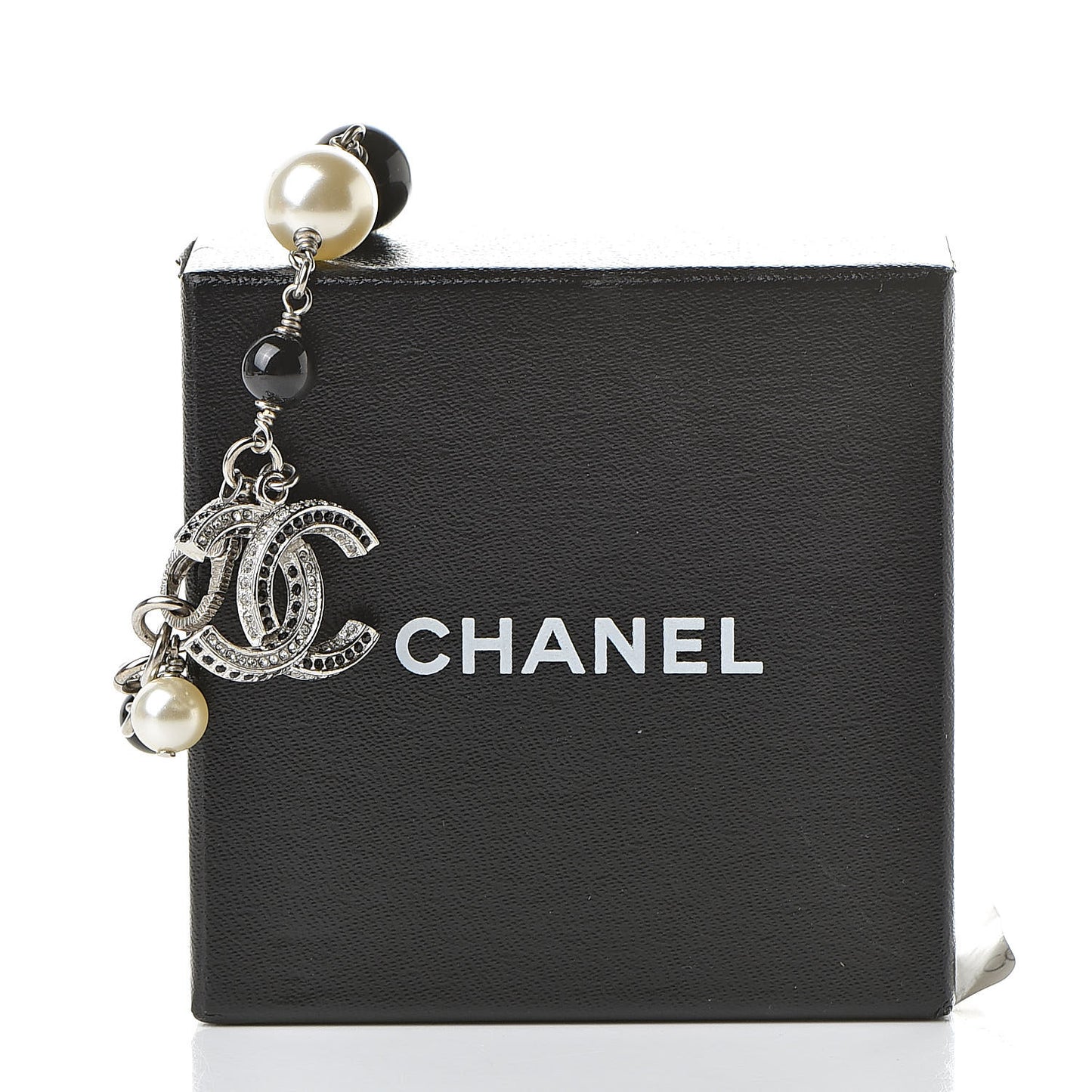Pearl Crystal CC Bracelet Silver Black