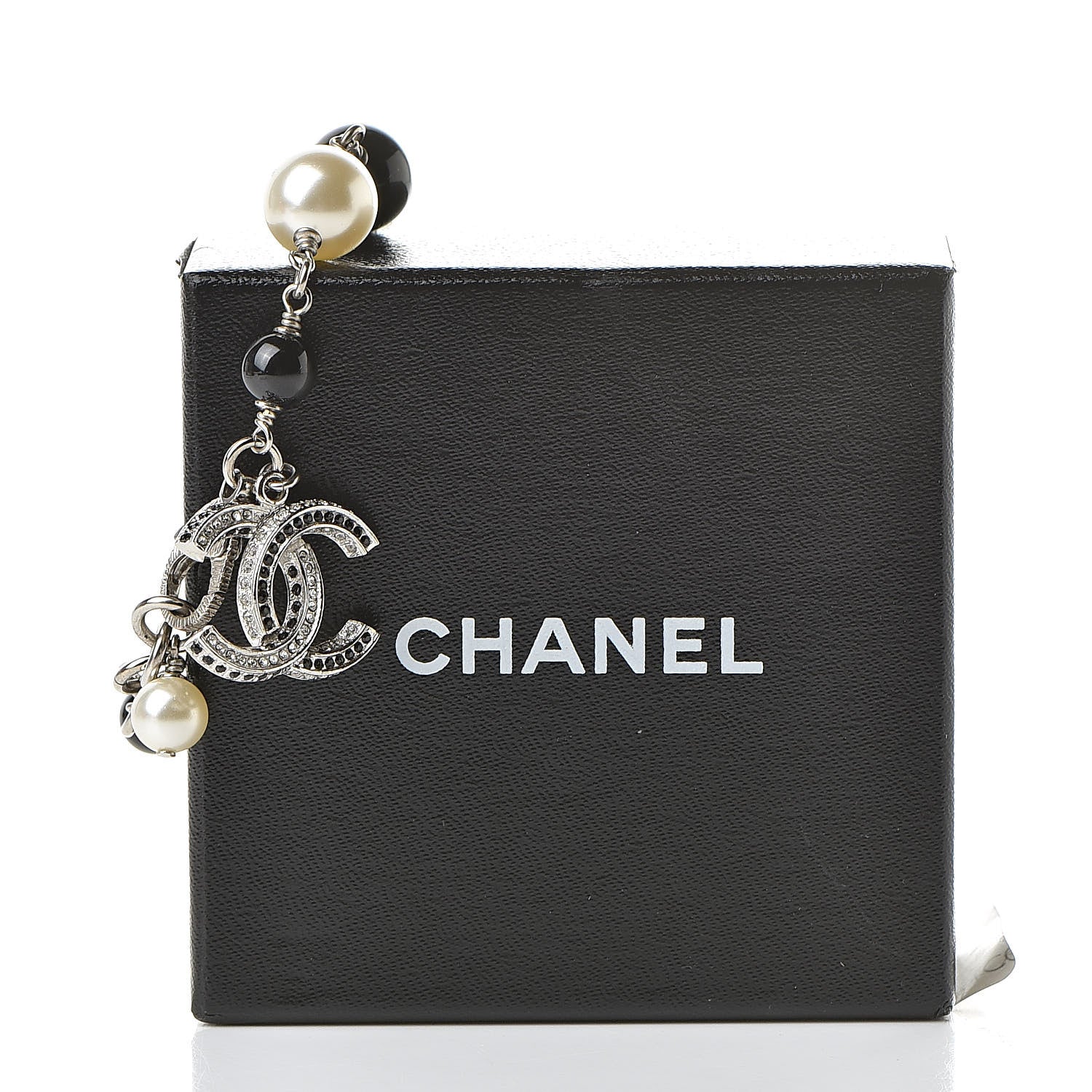 Chanel Pearl Crystal CC Bracelet Silver Black 5 of 5