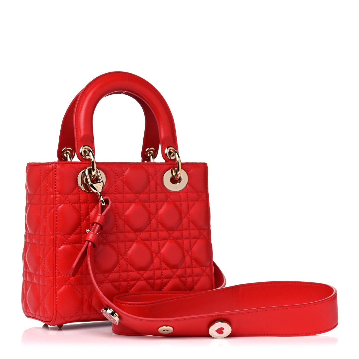Lambskin Cannage Small Lucky Badges My Lady Dior Red