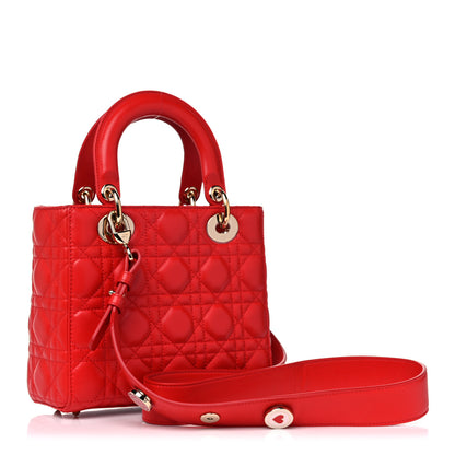 Christian Dior Lambskin Cannage Small Lucky Badges My Lady Dior Red 3 of 15