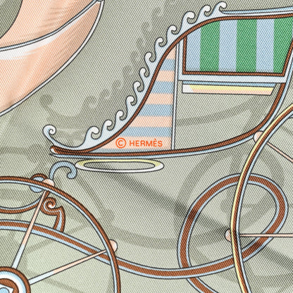 Hermes Silk Voitures en Equilibre Scarf 45 Vert Amande Bleu Glacier Jaune 4 of 8