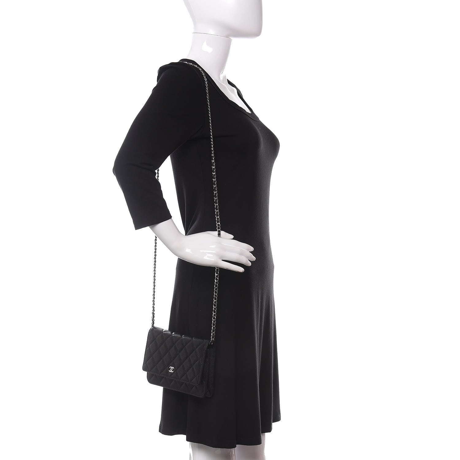 Chanel Caviar Quilted Wallet On Chain WOC Black 2 of 12