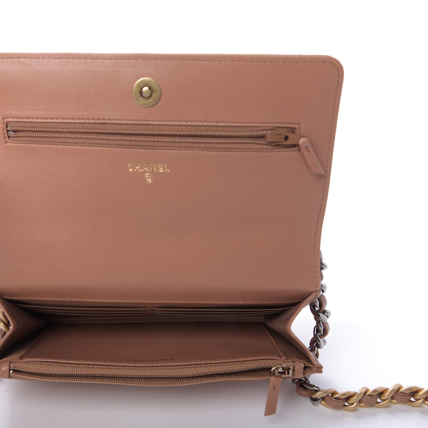 Lambskin Quilted 19 Wallet On Chain WOC Brown