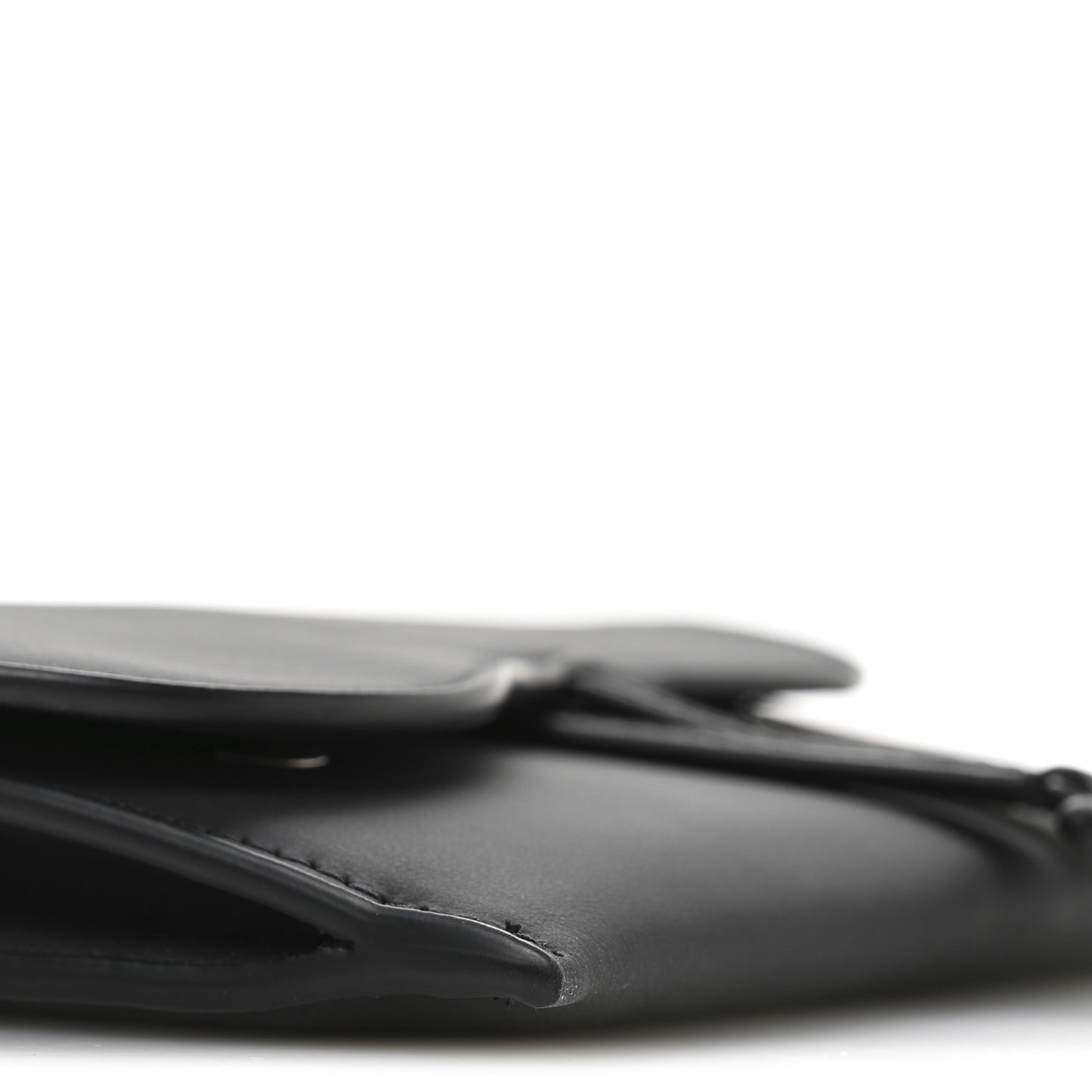 Ultra Matte Calfskin Saddle Chain Wallet Pouch Black
