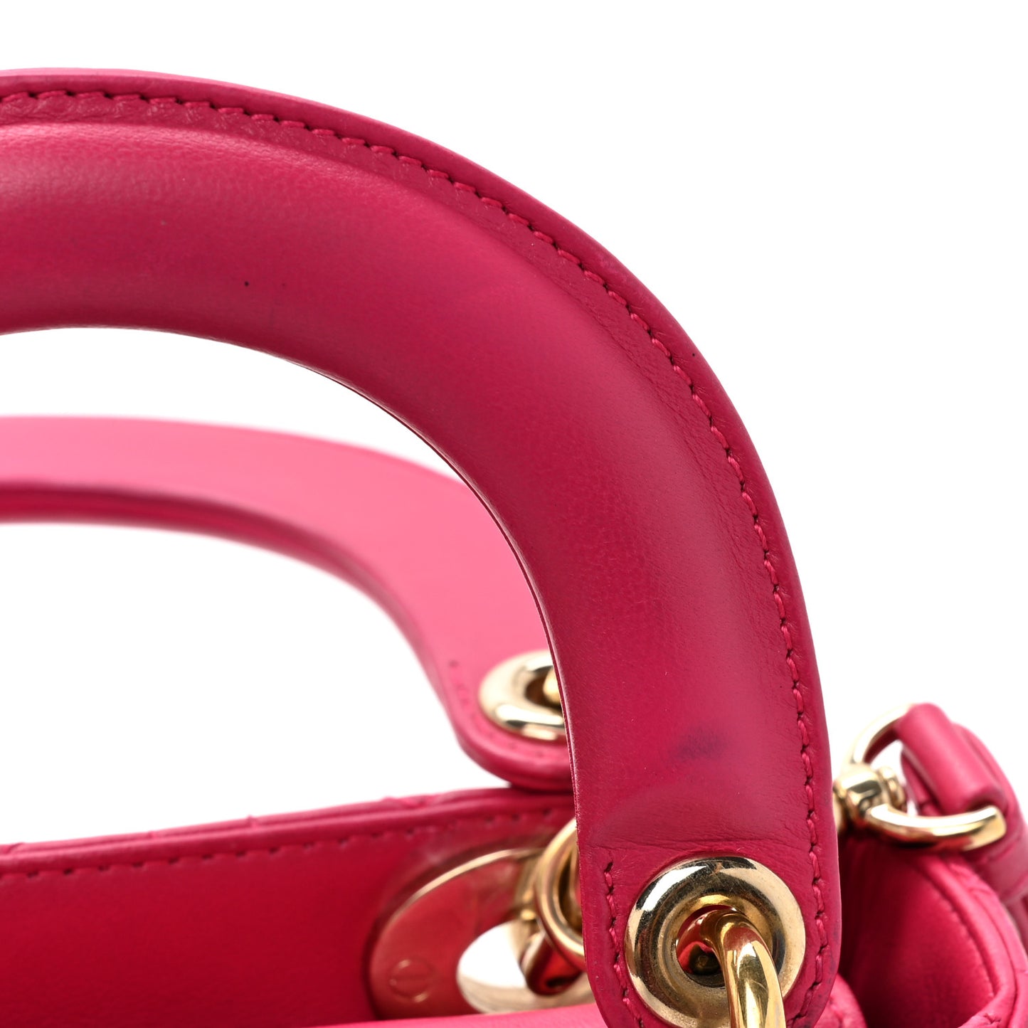 CHRISTIAN DIOR Lambskin Cannage Mini Lady Dior Fuchsia