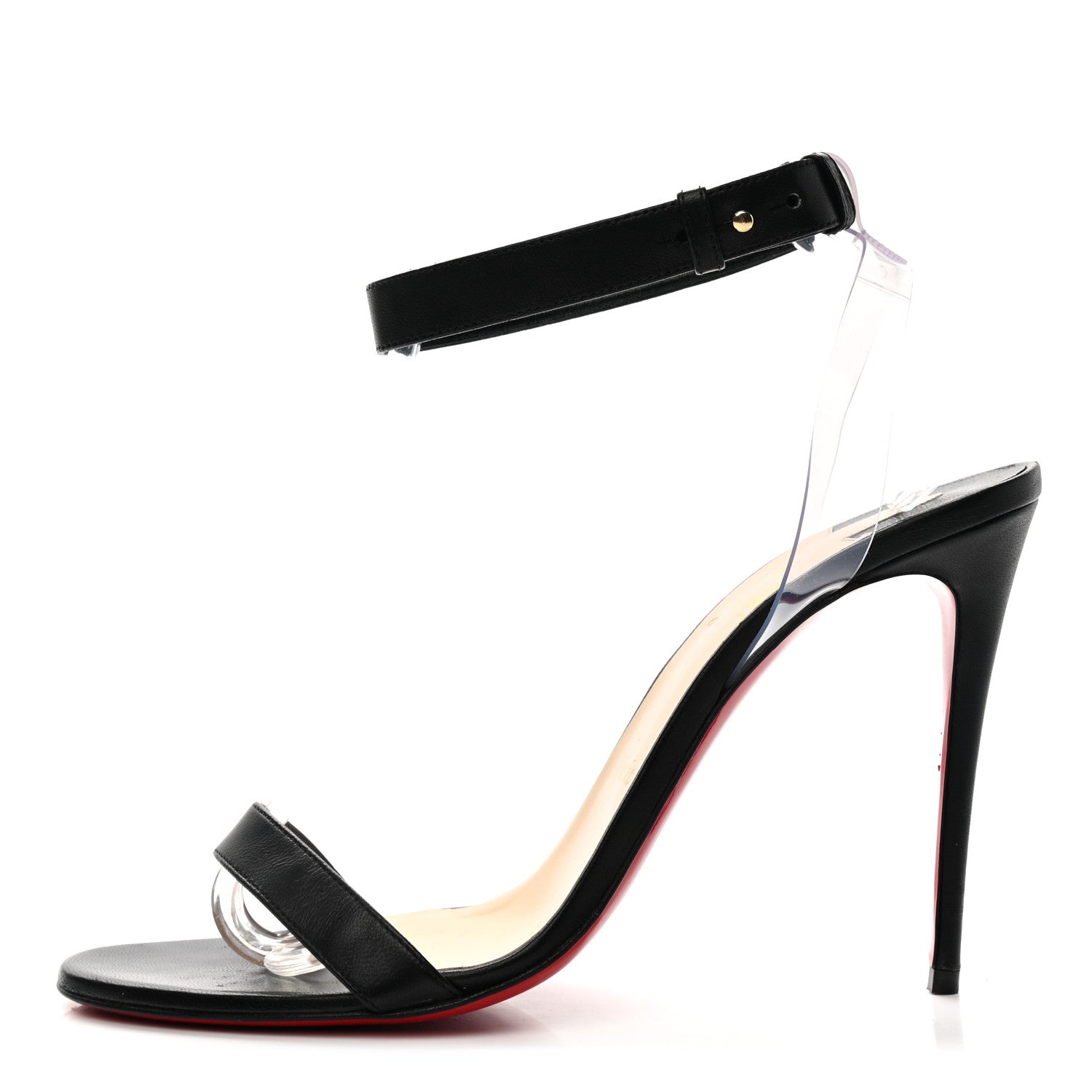 Christian Louboutin Shiny Nappa PVC Jonatina 100 Sandals 40.5 Black 1 of 10
