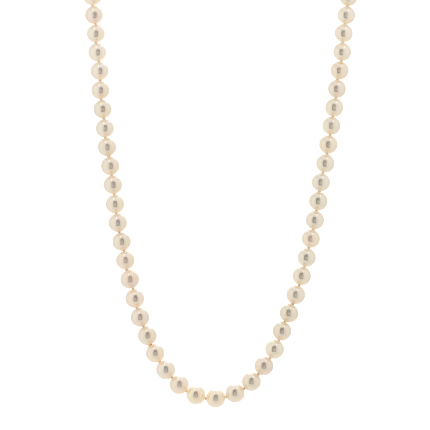 18K Yellow Gold Akoya Pearl 7mm Strand Necklace 20"