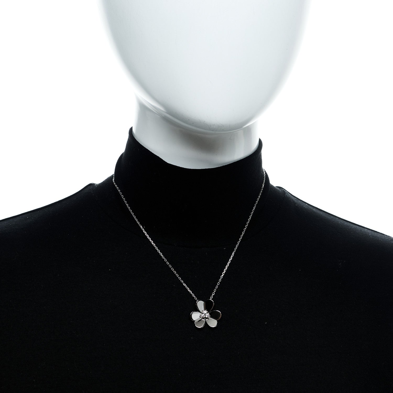 Van Cleef & Arpels 18K White Gold Diamond Large Frivole Pendant Necklace 2 of 5