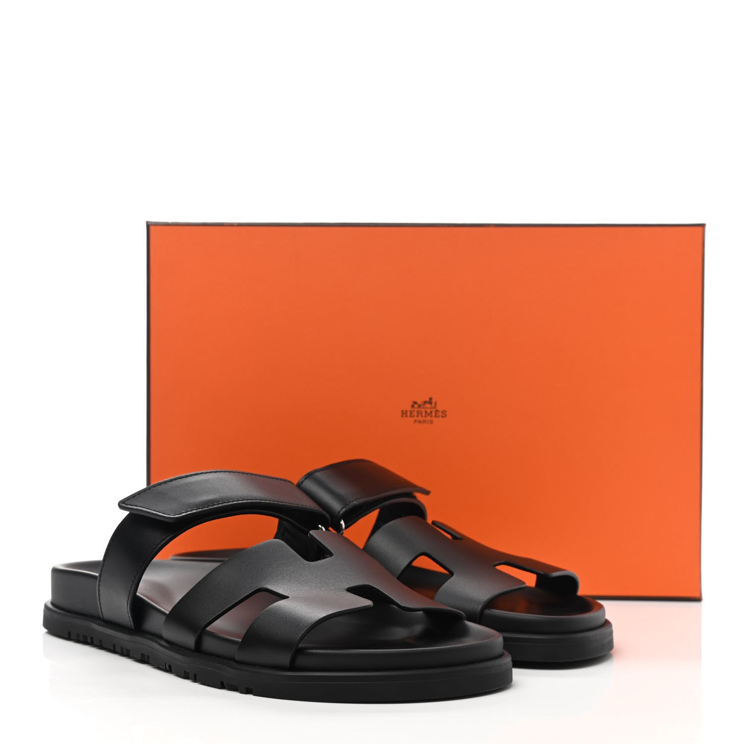 Hermes Calfskin Womens Chypre Sandals 38 Black 20 of 20