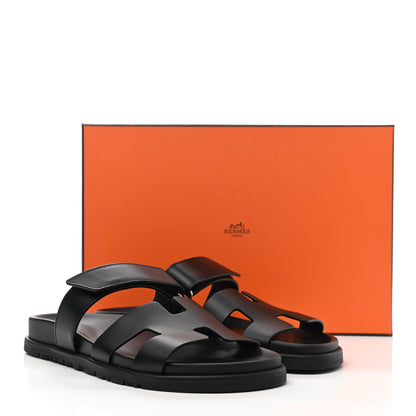 Hermes Calfskin Womens Chypre Sandals 38 Black 20 of 20