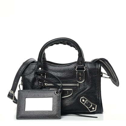 Balenciaga Chevre Silver Metallic Edge Hardware Nano City Black 1 of 9