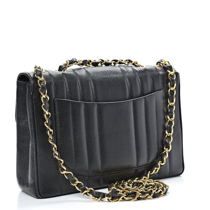 Chanel Caviar Vertical Quilted Jumbo Single Flap Black 2 of 19