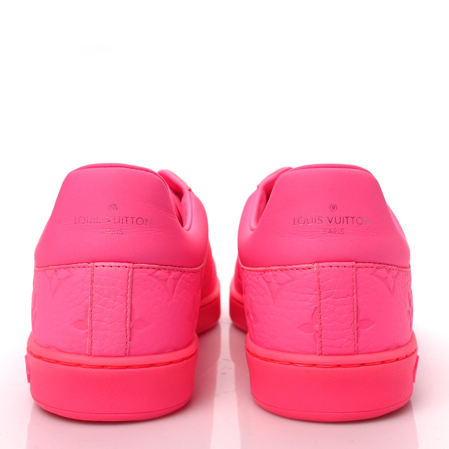 Louis Vuitton Grained Calfskin Embossed Monogram Mens Luxembourg Sneakers 6.5 Fluo Pink 5 of 8