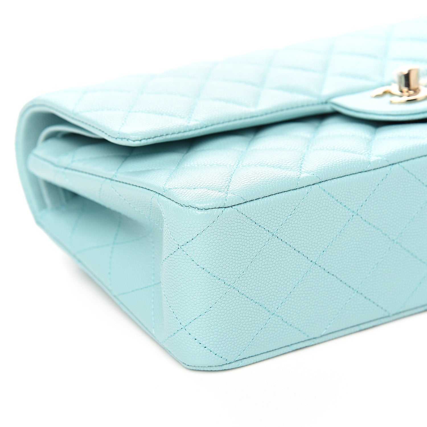 Chanel Caviar Quilted Medium Double Flap Light Blue 7 of 10