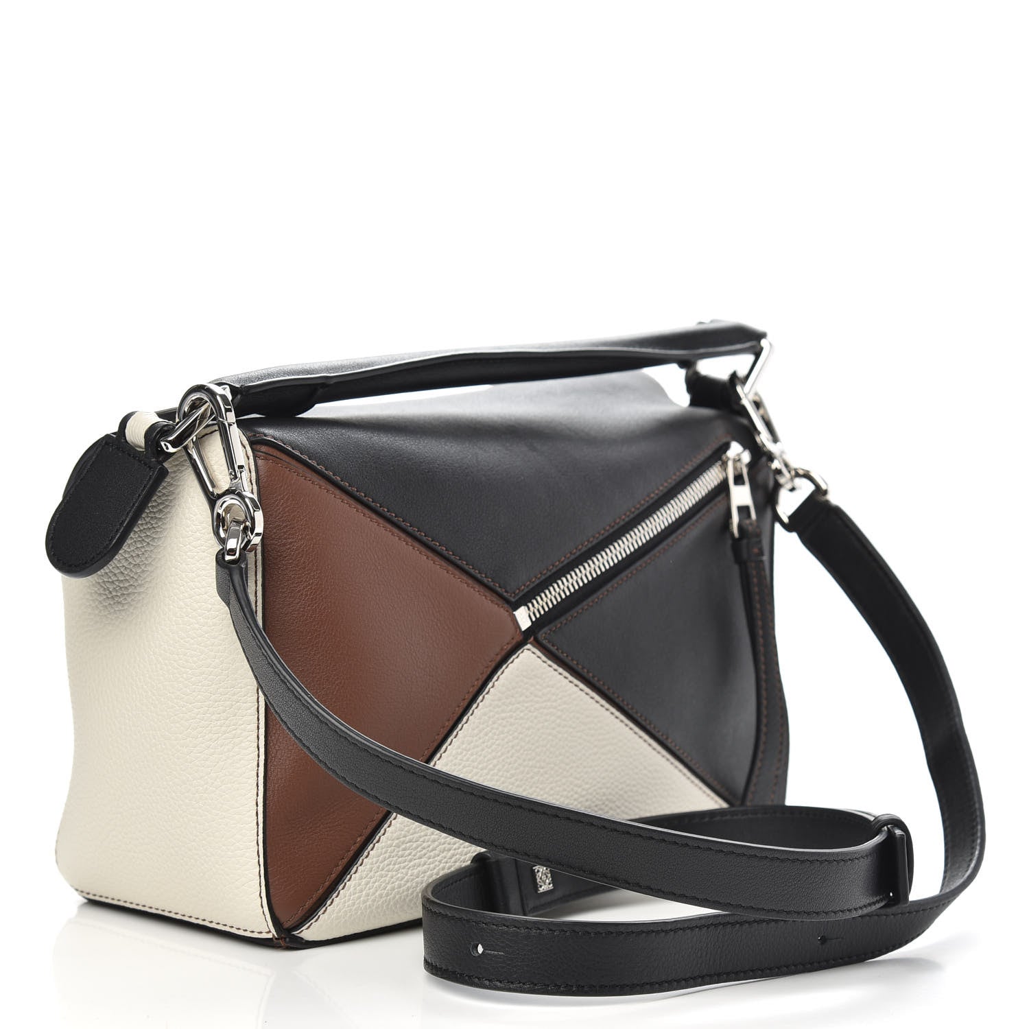 Loewe Calfskin Small Puzzle Bag Brunette Soft White Black 3 of 11