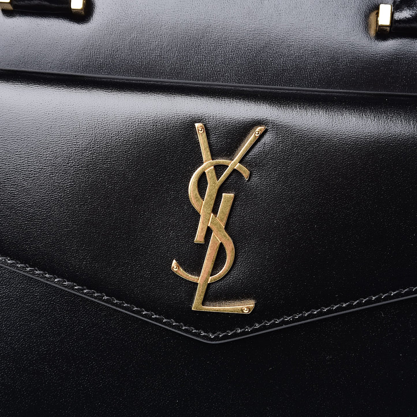 Shiny Calfskin Medium Uptown Tote Black