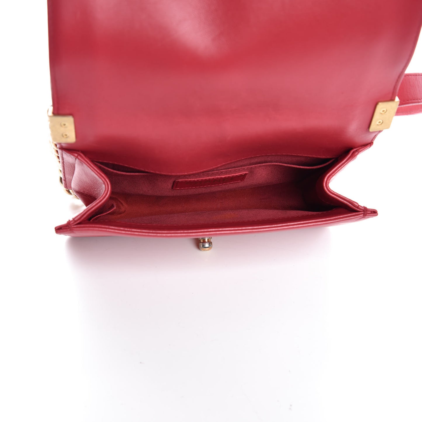 Lambskin Quilted Small Boy Flap Red