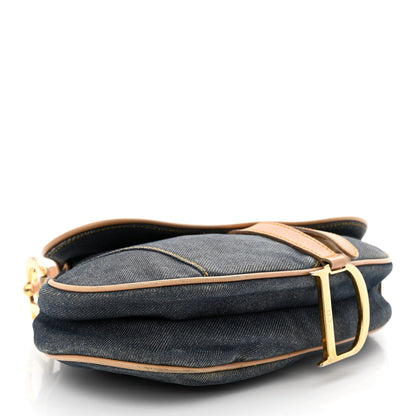 Christian Dior Denim Calfskin Saddle Bag Blue 4 of 14