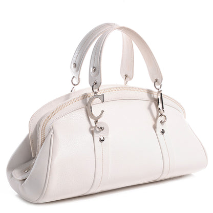 Christian Dior Grained Calfskin Vintage Flowers Frame Satchel White 3 of 7