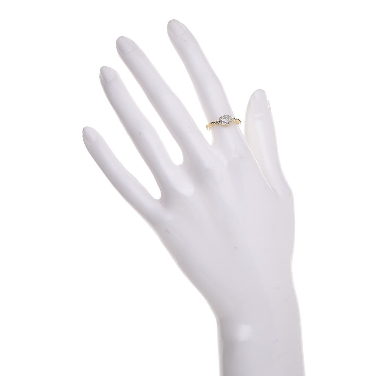 18K Yellow Gold Diamond 6mm Cable Collectibles Oval Ring 49 4.75
