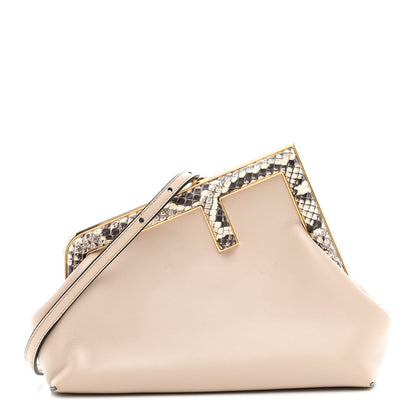 Fendi Shiny Nappa Snakeskin Small Fendi First Rosa Confetto Cipria 1 of 11
