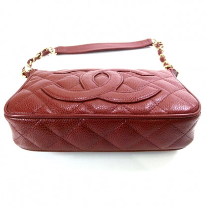 Chanel Caviar Quilted Pochette Dark Red 4 of 10