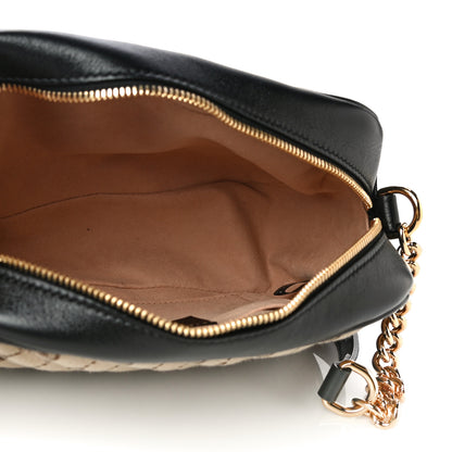 Gucci Monogram Matelasse Diagonal Small GG Marmont Chain Shoulder Bag Beige Black 5 of 12