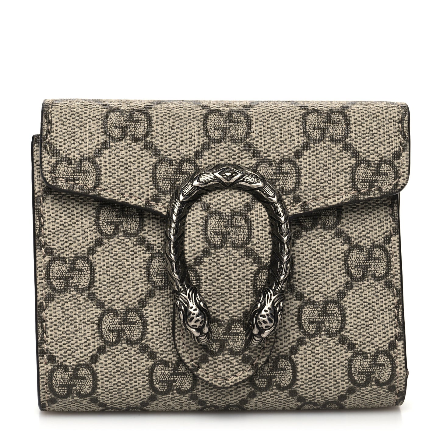 GG Supreme Monogram Dionysus Card Case Wallet Beige Taupe