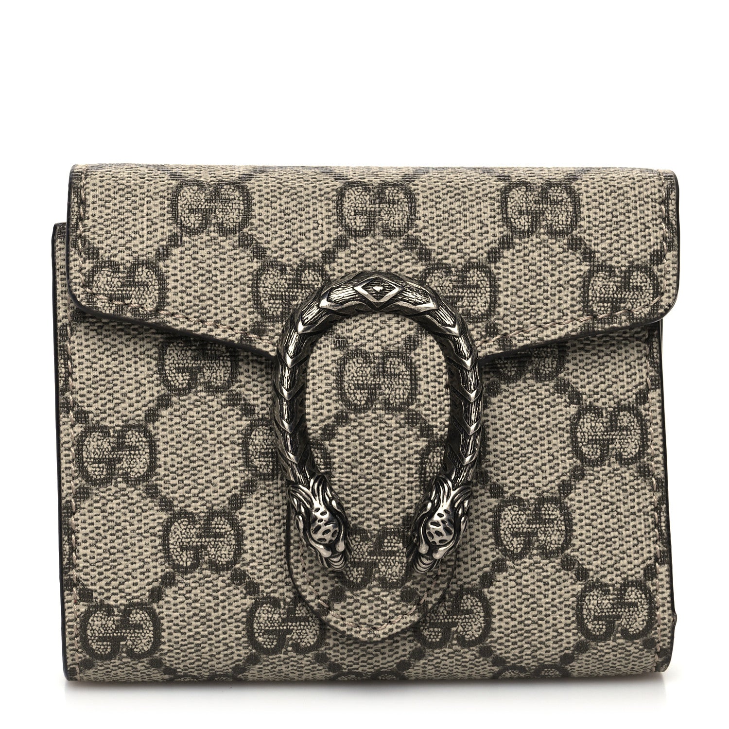 Gucci GG Supreme Monogram Dionysus Card Case Wallet Beige Taupe 1 of 10