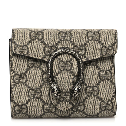 Gucci GG Supreme Monogram Dionysus Card Case Wallet Beige Taupe 1 of 10