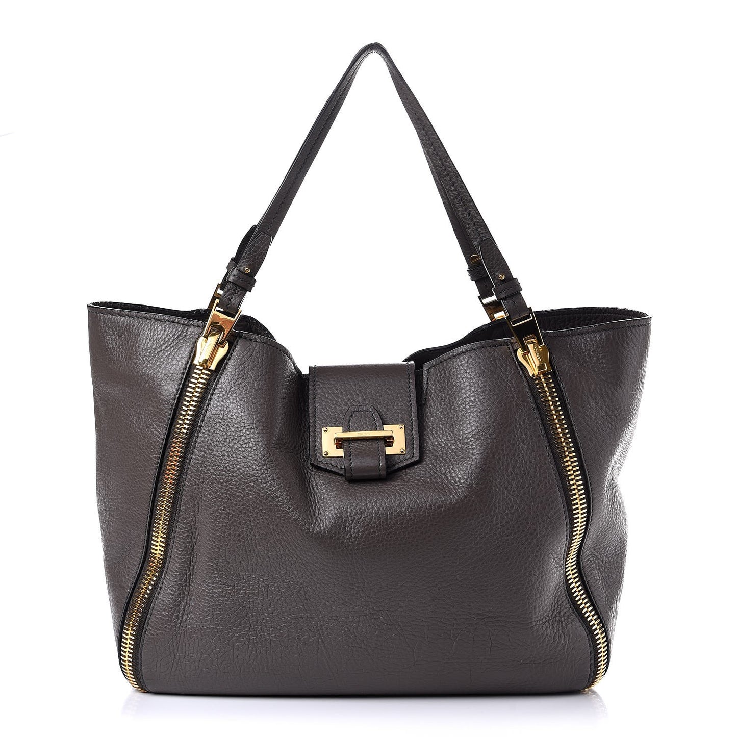 Grained Calfskin Sedgwick Medium Zipper Tote Graphite
