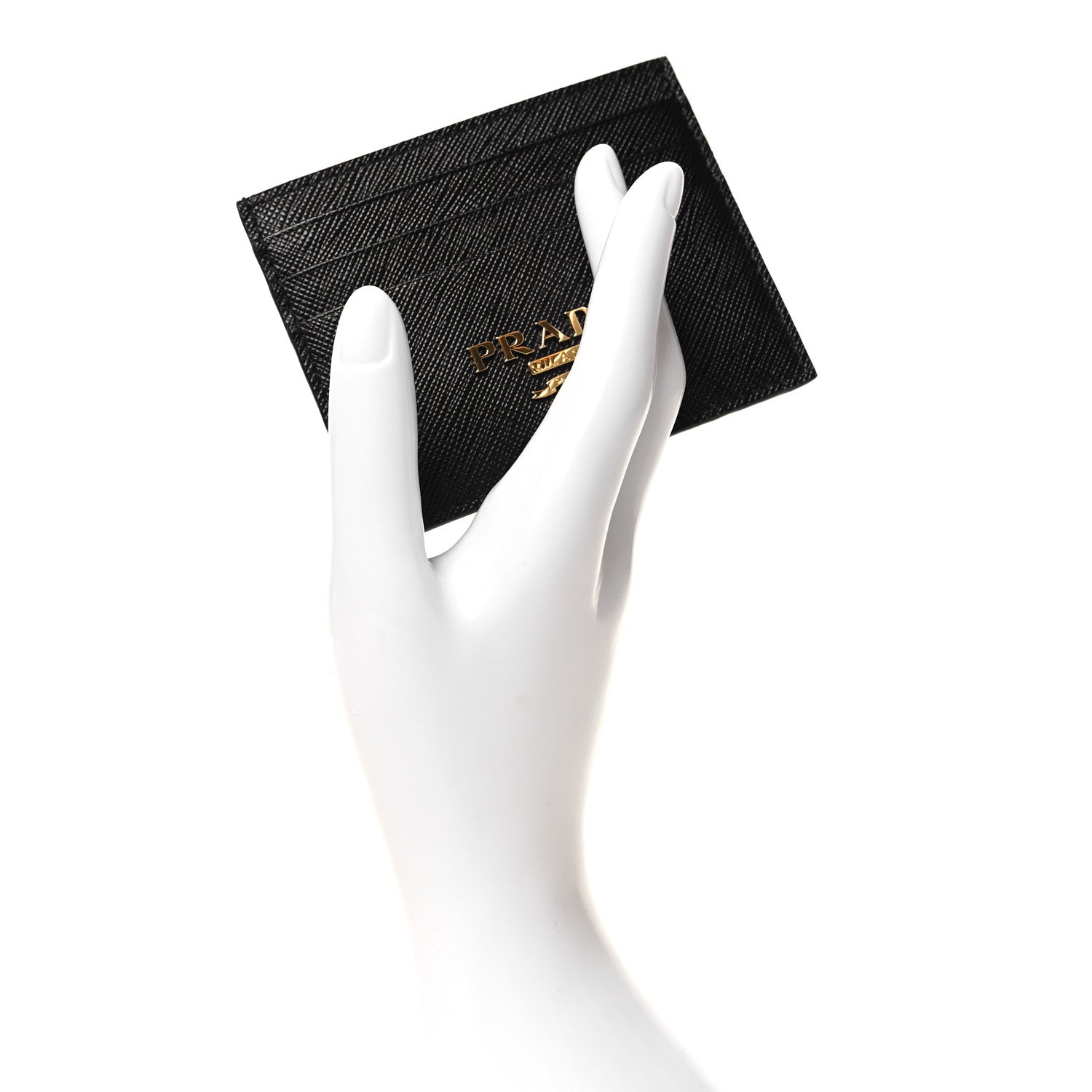 Prada Saffiano Metal Card Holder Black 2 of 7