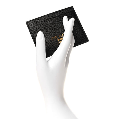 Prada Saffiano Metal Card Holder Black 2 of 7