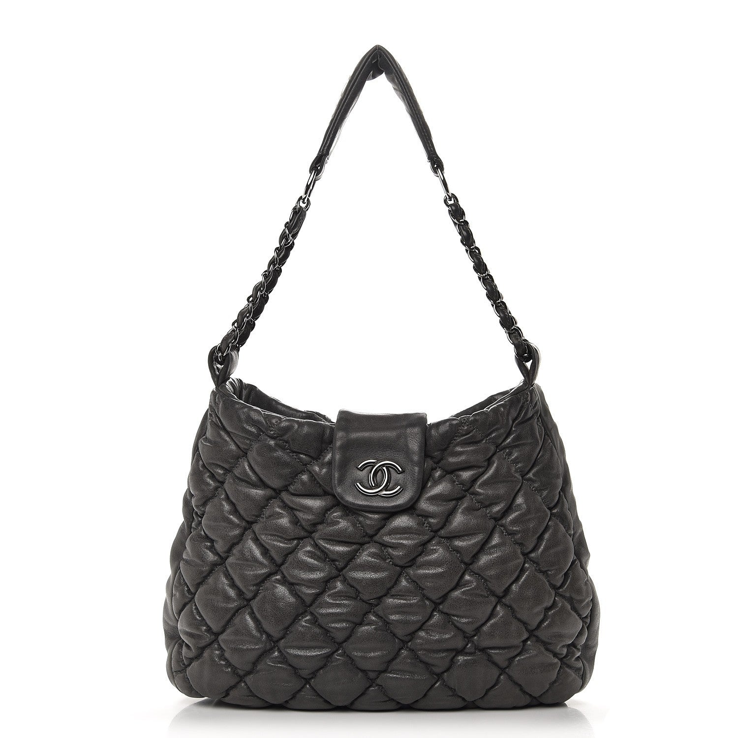 Chanel Calfskin Bubble Quilt Hobo Grey 1 of 7