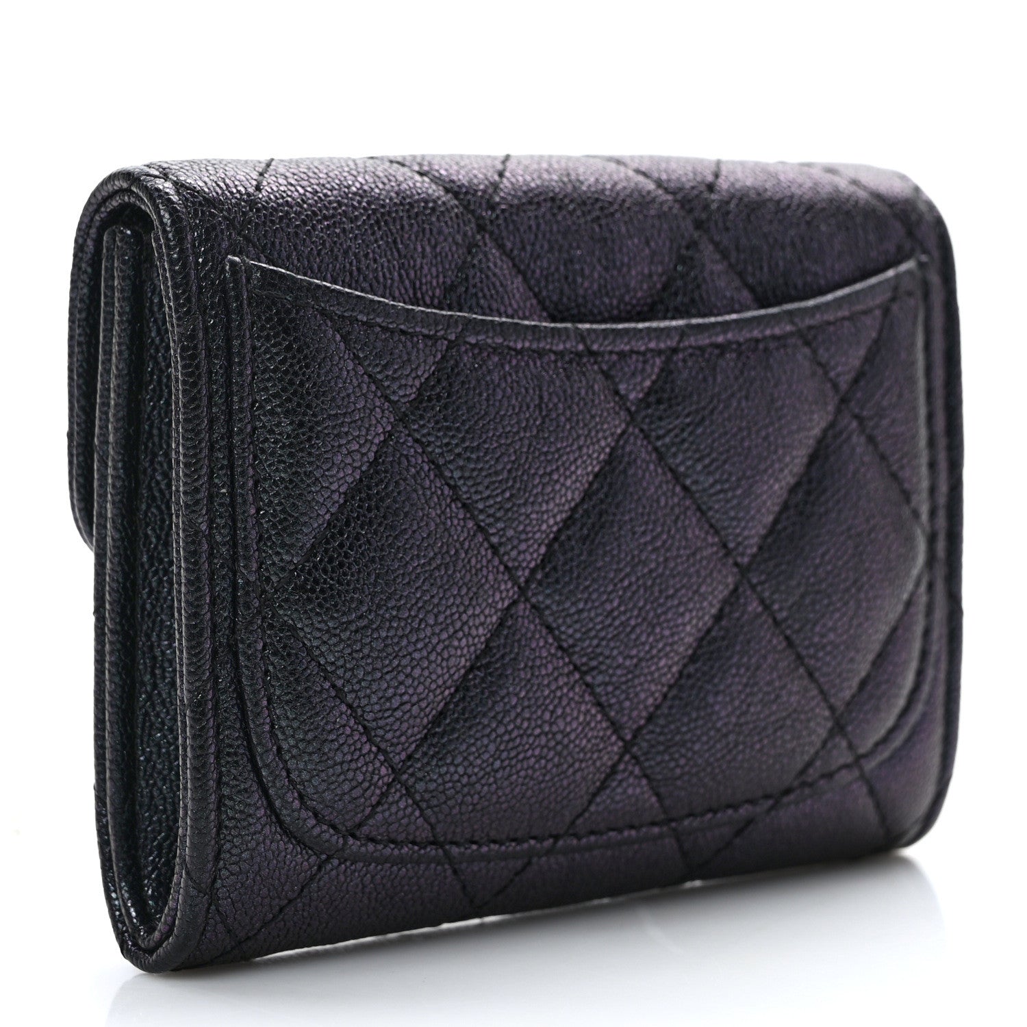 Chanel Iridescent Caviar Quilted Flap Card Holder Wallet Black 4 of 8