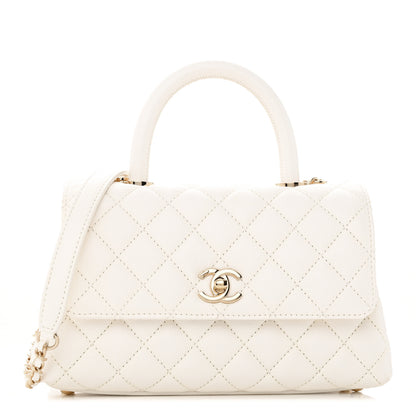 Chanel Caviar Quilted Mini Coco Handle Flap White 1 of 11