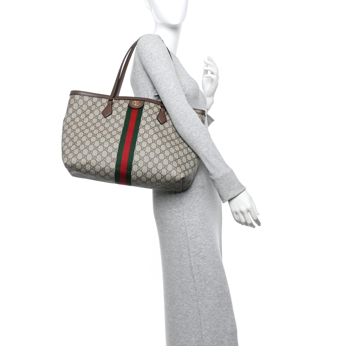 GG Supreme Monogram Medium Ophidia Shopping Tote Brown