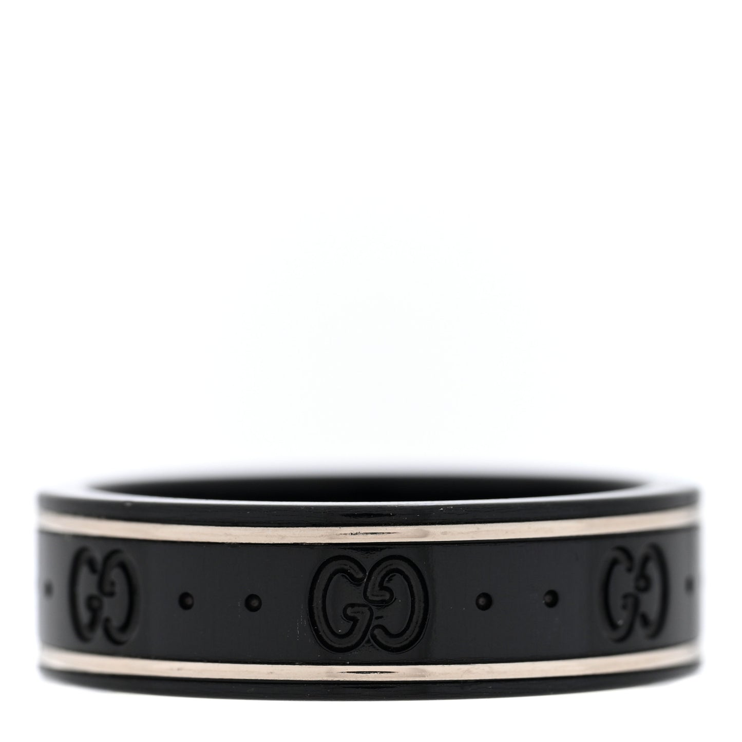 18K White Gold Ceramic Icon Band Ring 64 10.75 Black