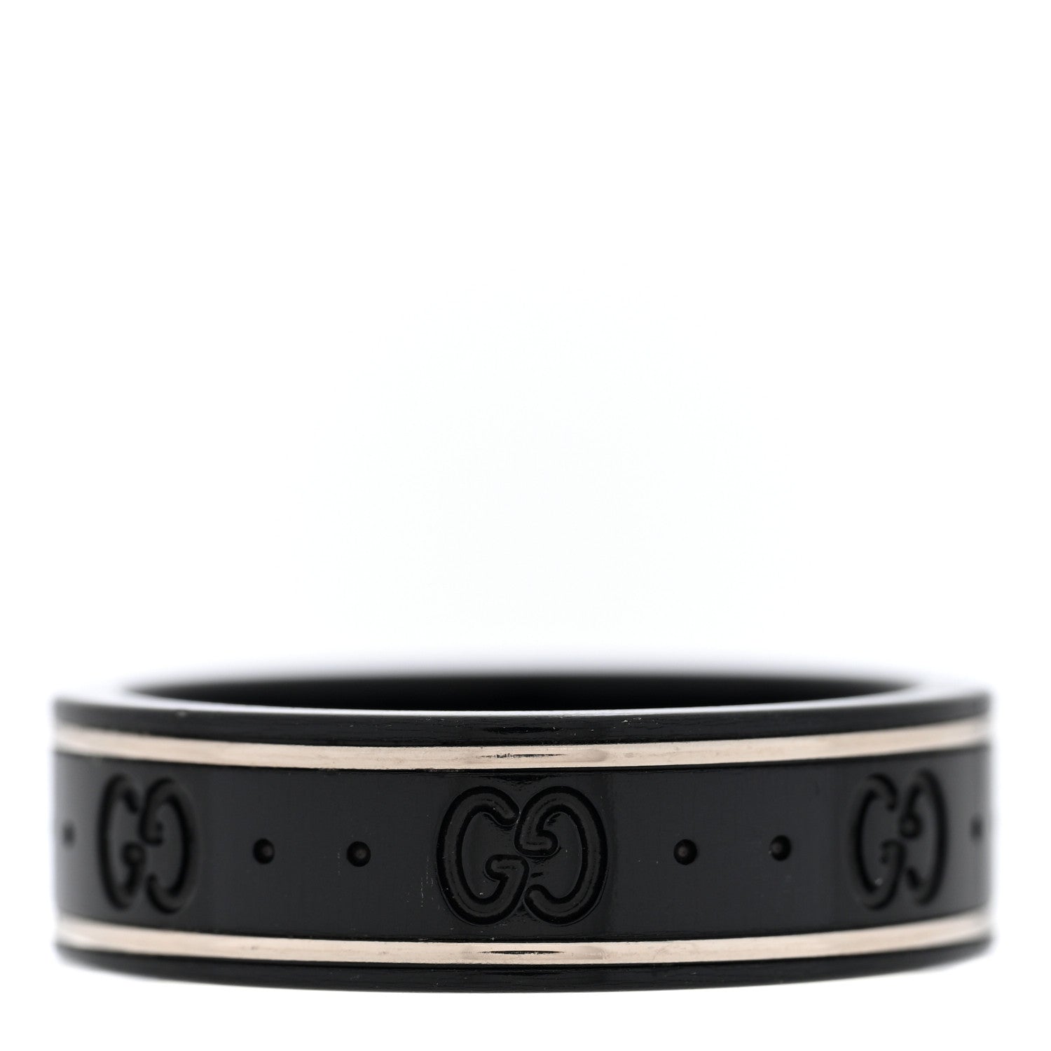 Gucci 18K White Gold Ceramic Icon Band Ring 64 10.75 Black 3 of 6