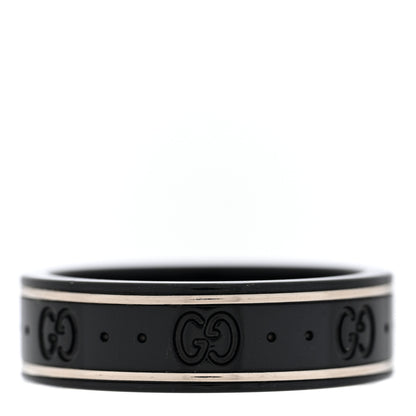 Gucci 18K White Gold Ceramic Icon Band Ring 64 10.75 Black 3 of 6