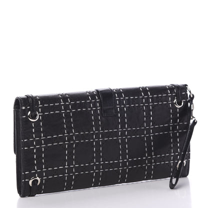Christian Dior Lambskin Perforated Stitched Clutch Wallet Black 2 of 9