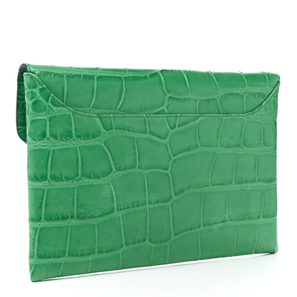 Givenchy Calfskin Crocodile Embossed Medium Antigona Envelope Clutch Emerald 2 of 7
