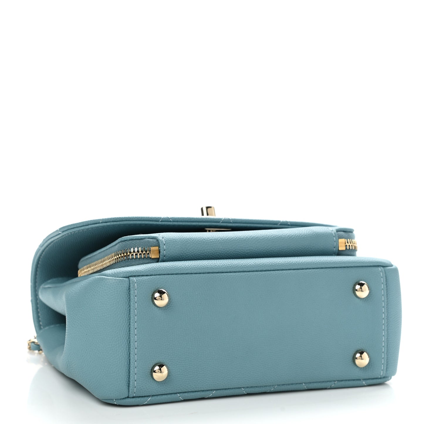 Caviar Quilted Small Business Affinity Flap Light Blue