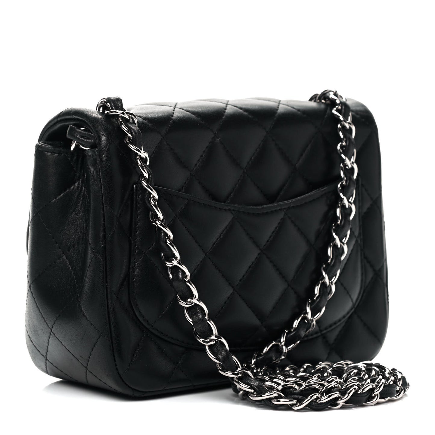 Lambskin Quilted Mini Square Flap Black