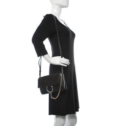 Chloe Suede Calfskin Small Faye Shoulder Bag Black 2 of 9