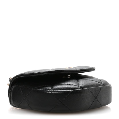 Chanel Lambskin Quilted Pearl Top Handle Clutch With Chain Black 3 of 11