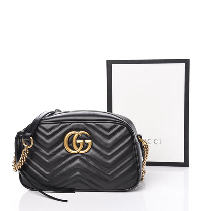 Gucci Calfskin Matelasse Small GG Marmont Chain Shoulder Bag Black 10 of 10