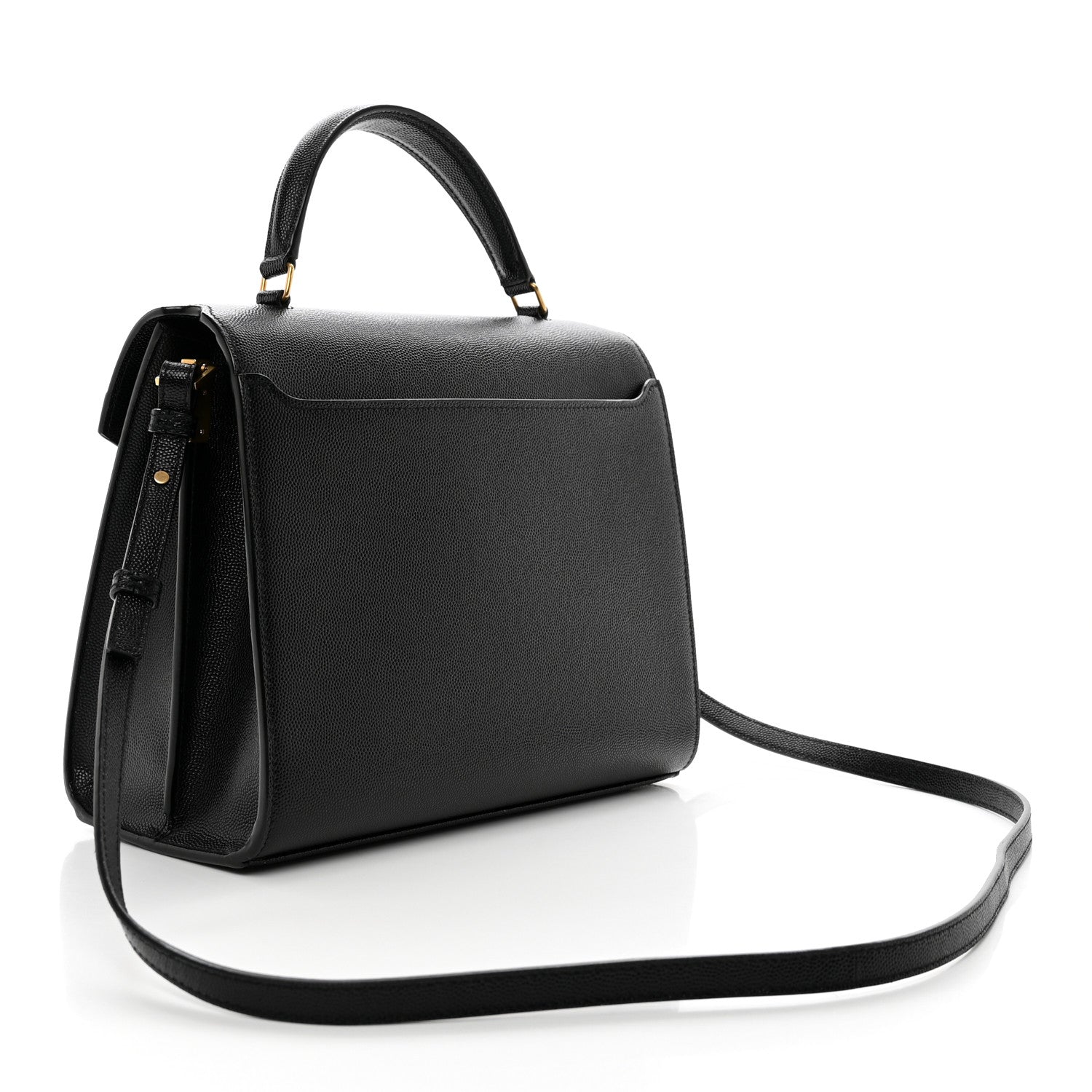 Saint Laurent Grain de Poudre Medium Classic Monogram Cassandra Top Handle Black Rouge Legion 3 of 10